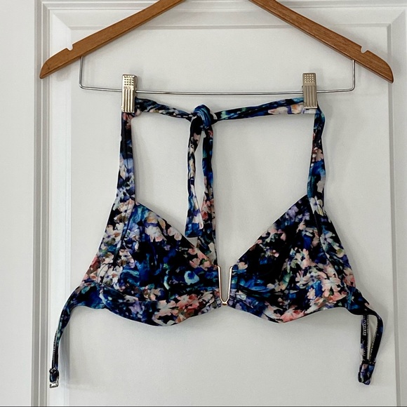 Badgley Mischka Floriana Bikini Top Halter Style w Rose Gold U Bar - Picture 7 of 14